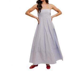 NEW DUO THREADS rosie stripe maxi dress in pale blue